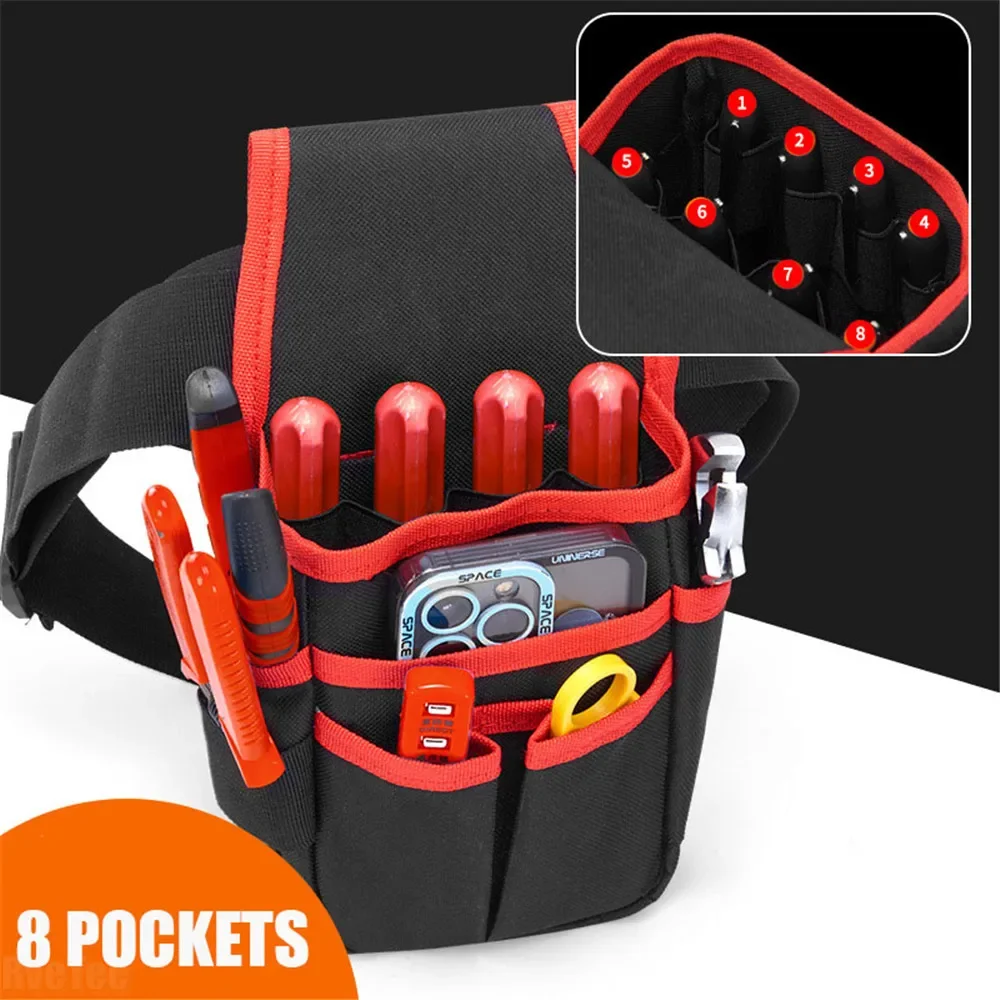 Gardening Tools Range - กระเป๋าเครื่องมือช่างไฟฟ้าผ้าอ็อกซ์ฟอร์ดพร้อมช่องเก็บของภายใน 8 ช่อง กระเป๋าคาดเอวสำหรับจัดเก็บอุปกรณ์ ชุดเครื่องมือทำสวน