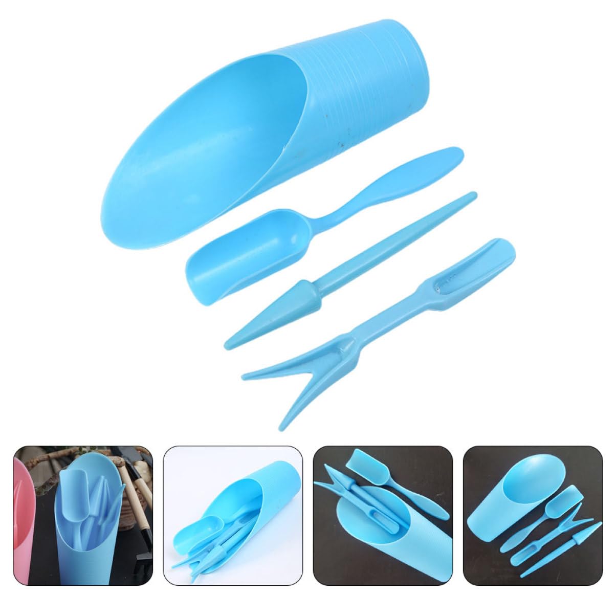 Gardening Tools Gifts - 4 ชิ้น/เซ็ต,พลาสติกทนทานถังพลั่วกระถางการเพาะปลูกกระบอก MeatPlant ดินพลั่วสวนเครื่องมือ MINI Garden