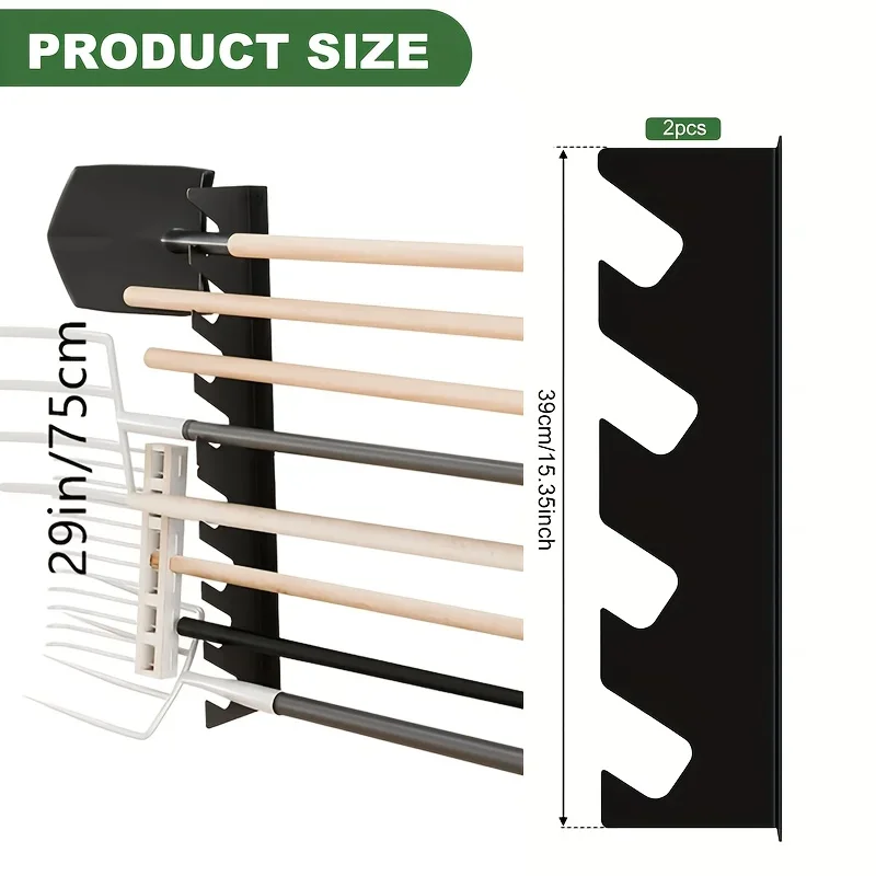 Gardening Tools Holder - ที่แขวนอุปกรณ์ทำสวนโลหะแบบหนาพิเศษ พร้อมที่เก็บพลั่วและคราด ติดผนัง จัดระเบียบอุปกรณ์ในโรงรถ รุ่น DDPNKL