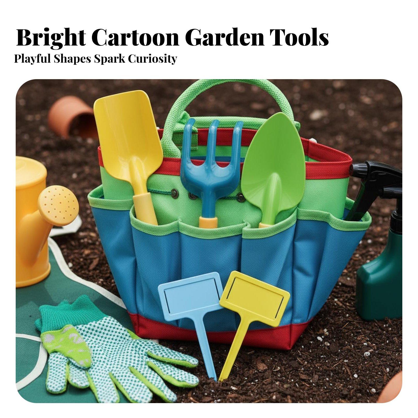 Gardening Tools For Young Children - ชุดเครื่องมือทำสวนสำหรับเด็ก 10 ชิ้น ชุดเครื่องมือทำสวนสำหรับเด็กขนาดเล็ก หัวโลหะ ชุดจอบและคราดขนาดเล็ก