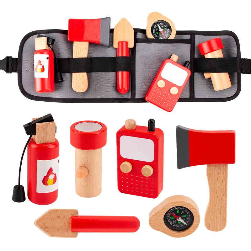 Gardening Tools For 3 Year Old - ชุดกระเป๋าคาดเอวของเล่นจำลองเครื่องมือดับเพลิงไม้สำหรับเด็ก ชุดของเล่นบทบาทสมมติ ของเล่นเสริมพัฒนาการเด็ก อายุ 3-6 ปี