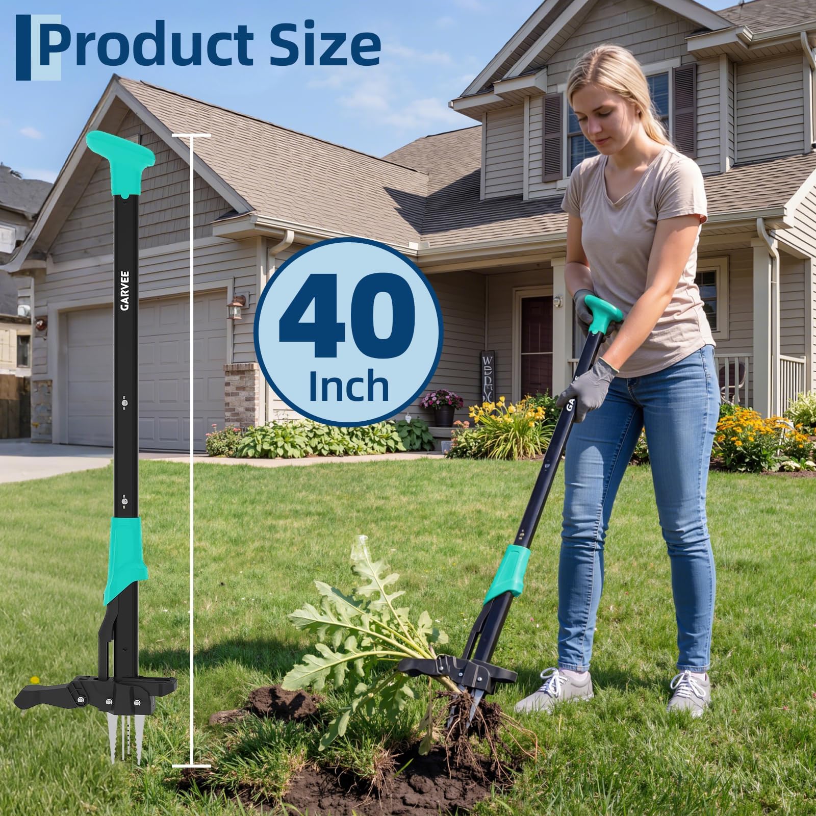 Gardening Tools Gifts - ที่ดึงวัชพืชแบบด้ามยาว ไม่ต้องก้มตัว ใช้งานง่าย – กำจัดวัชพืชได้อย่างง่ายดาย พร้อมแป้นเหยียบที่แข็งแรงและเครื่องมือกำจัดวัชพืชที่ทำจากอะลูมิเนียมน้ำหนักเบา