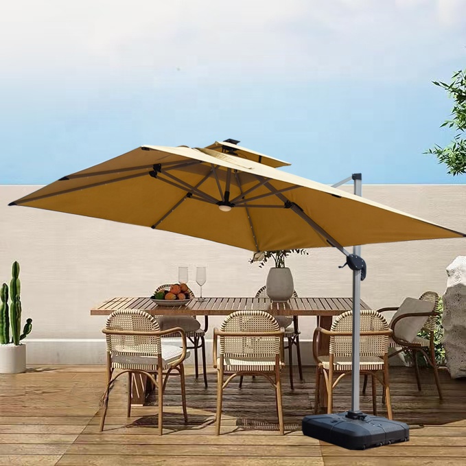Gardening Tools Big - ร่มกันแดดขนาดใหญ่ 3*3 เมตร แบบคานยื่น พร้อมโลโก้สั่งทำ สำหรับลานเฉลียง