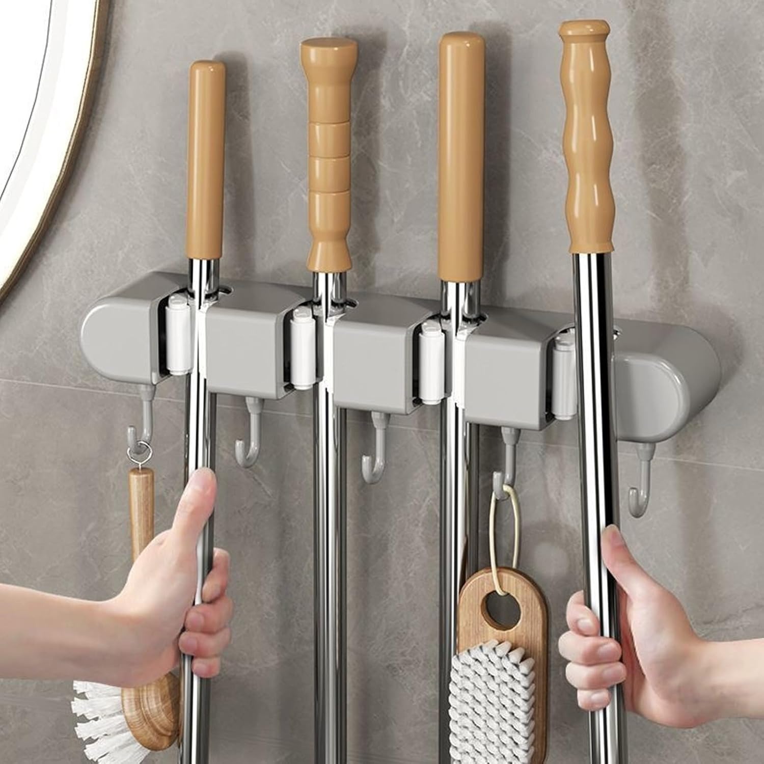 ที่แขวนไม้กวาดและไม้ถูพื้นแบบต - Gardening Tools Range บทวิจารณ์และราคา