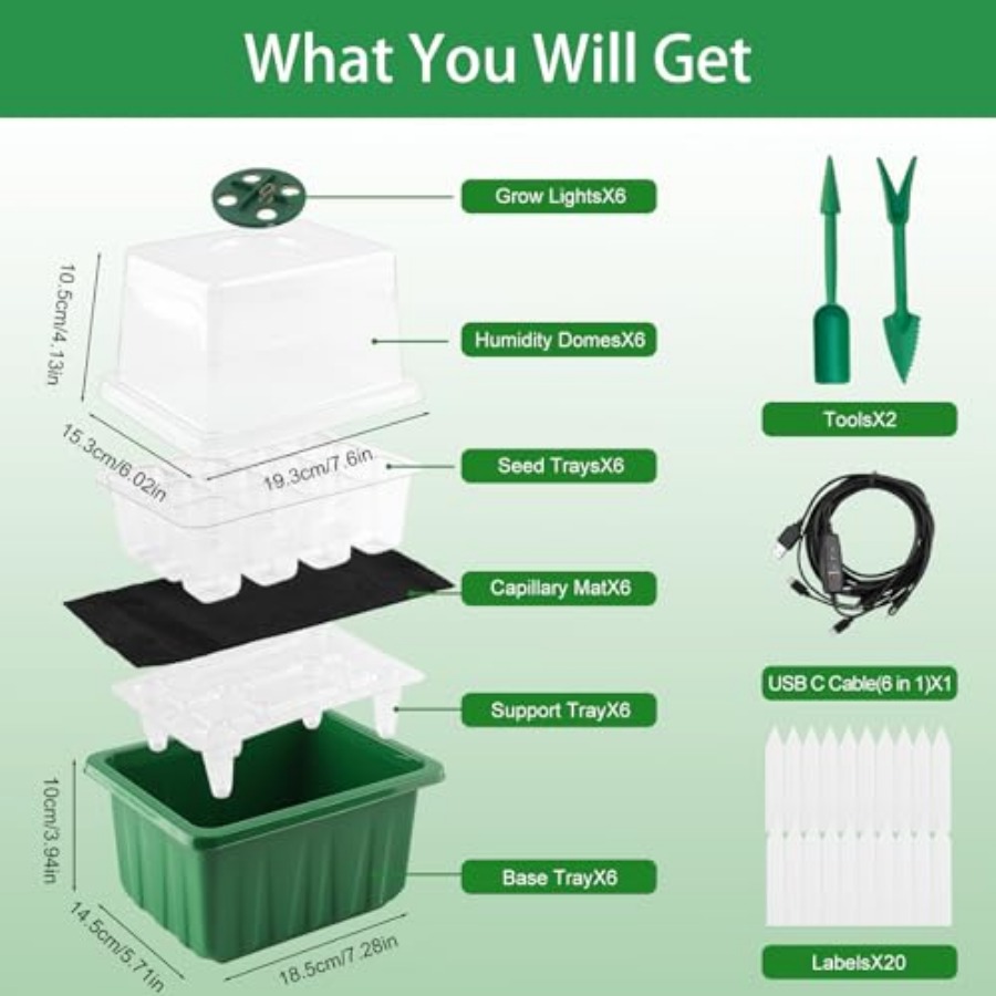 ถาดเพาะเมล็ดพร้อมไฟ 6 ชุด ชุดเ - Greenhouse Mini Indoor บทวิจารณ์และราคา